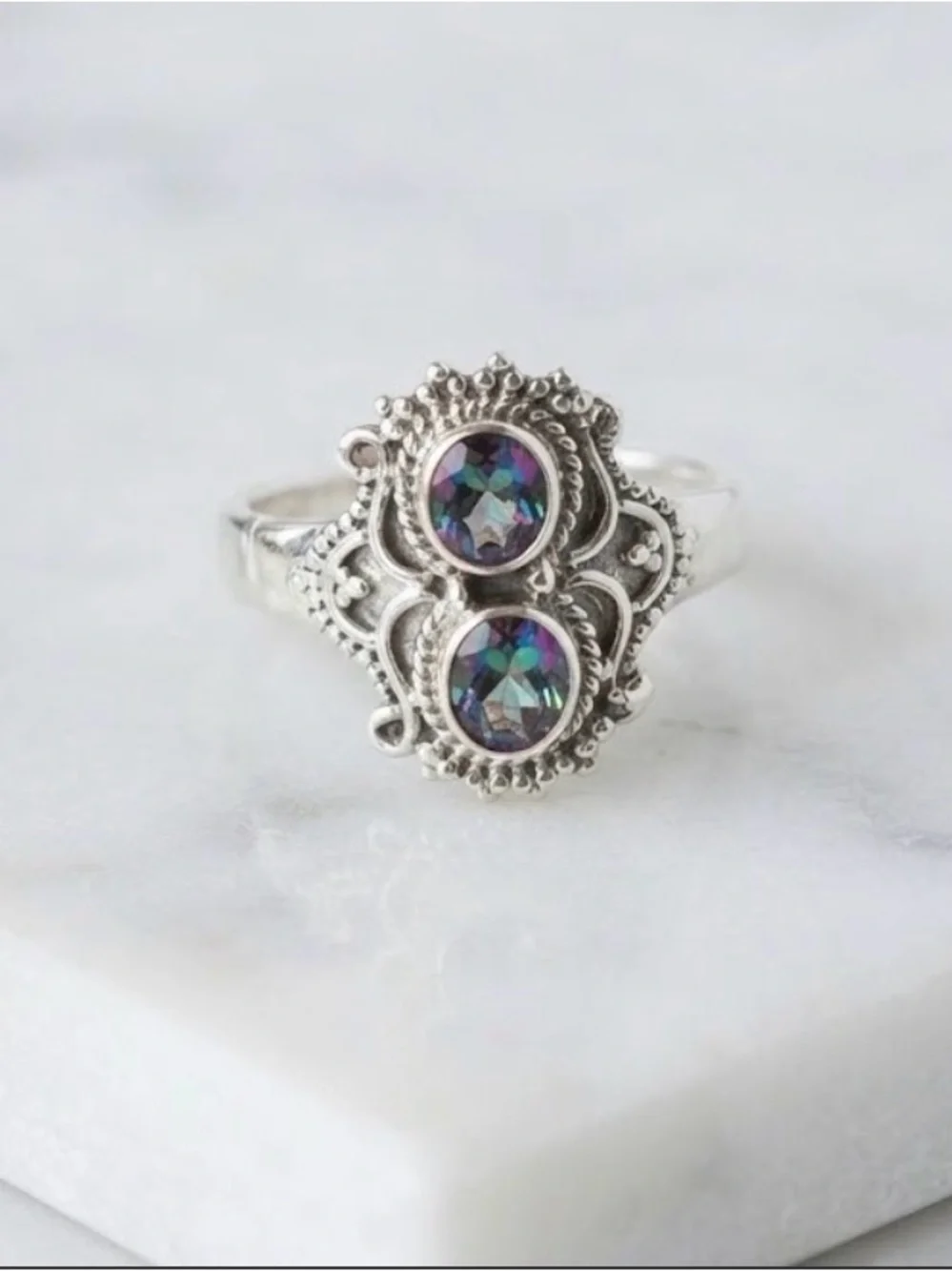 925 Sterling Silver Mystic Topaz Ring